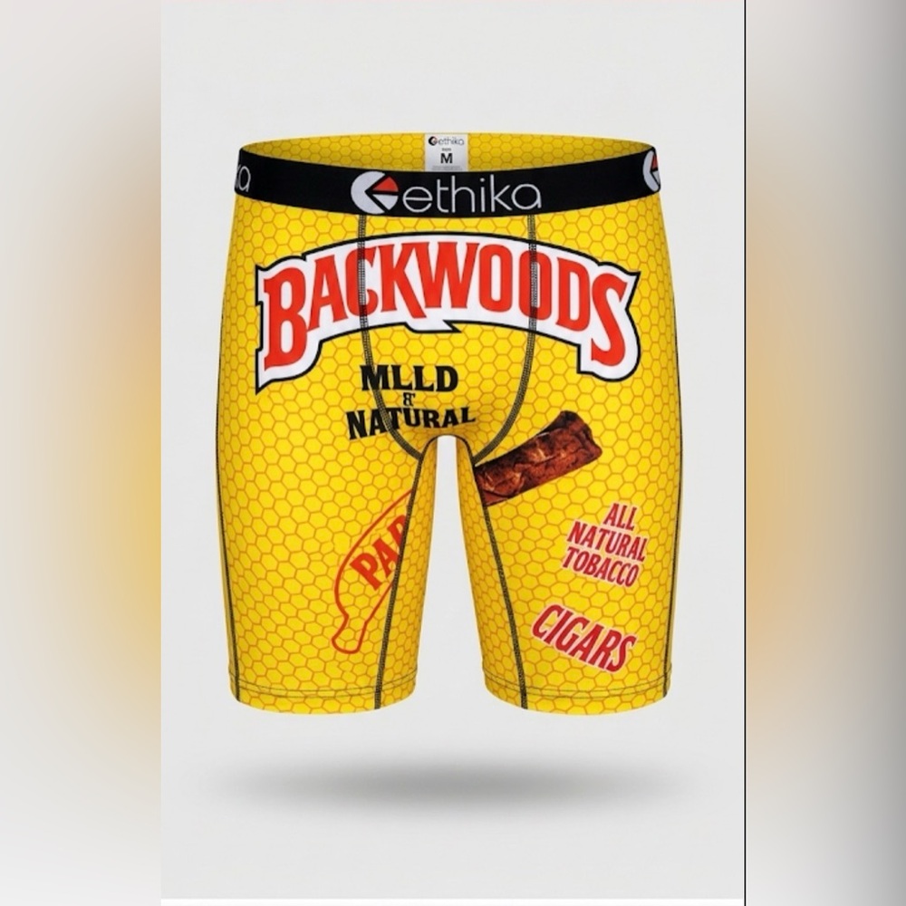 Ethika Mens The Staple Fit Backwoods Graphic Boxer Briefs Yellow Size Medium NEW